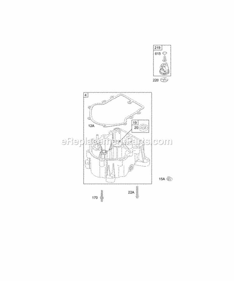 Sump Diagram and Parts List for 462707-0100-E1  Briggs and Stratton Engine